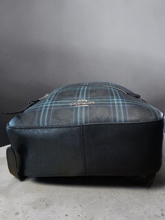 Coach Jordyn Plaid Signature Leather Medium Backpack in Black/Blue,Free WALLET main image 4